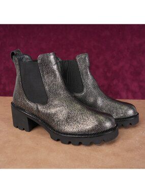 Paul Green Women Metallic Grey Festival Lightweight Ankle Chelsea Boots sz 7.5US